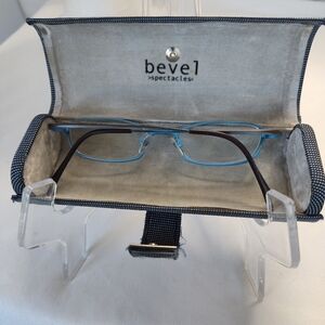 Bevel Eyeglasses Frames Blue Brown Metal 8538 Garry EEEL 47-17-133 made Japan
